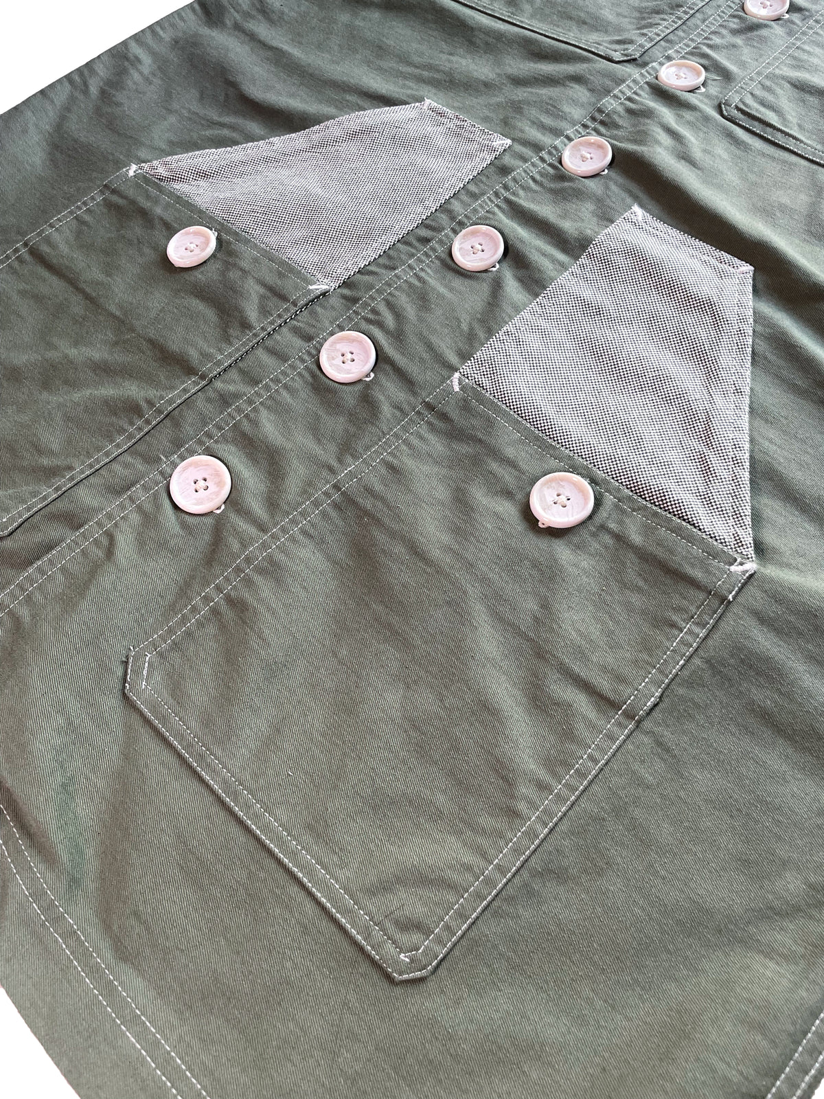 Uramasari Worker Long Coat – GREEN Twill / Monochrome Grid Accent | 2026