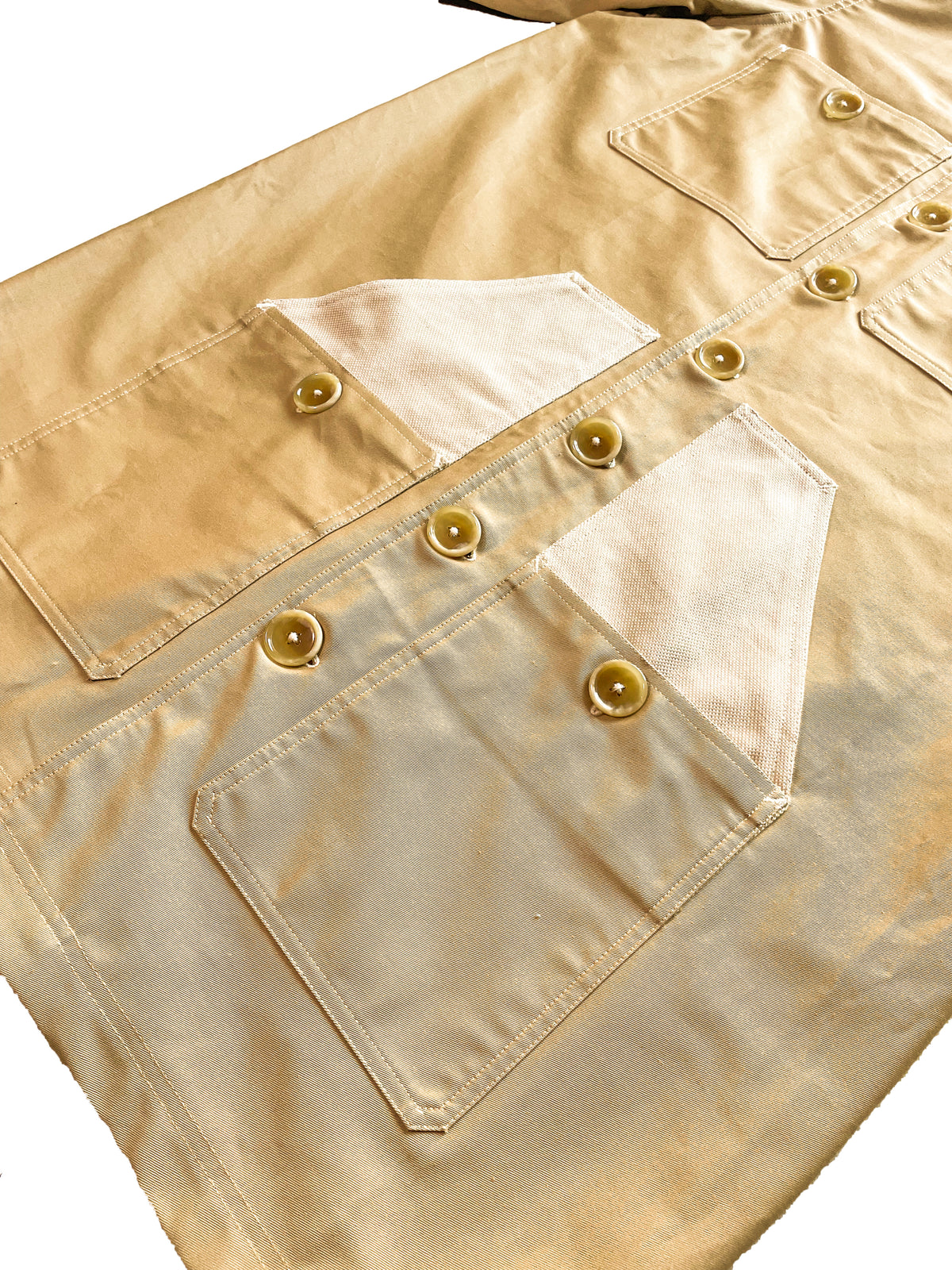 Uramasari Worker Long Coat – CHINO BEIGE Twill / Monochrome Grid Accent | 2026