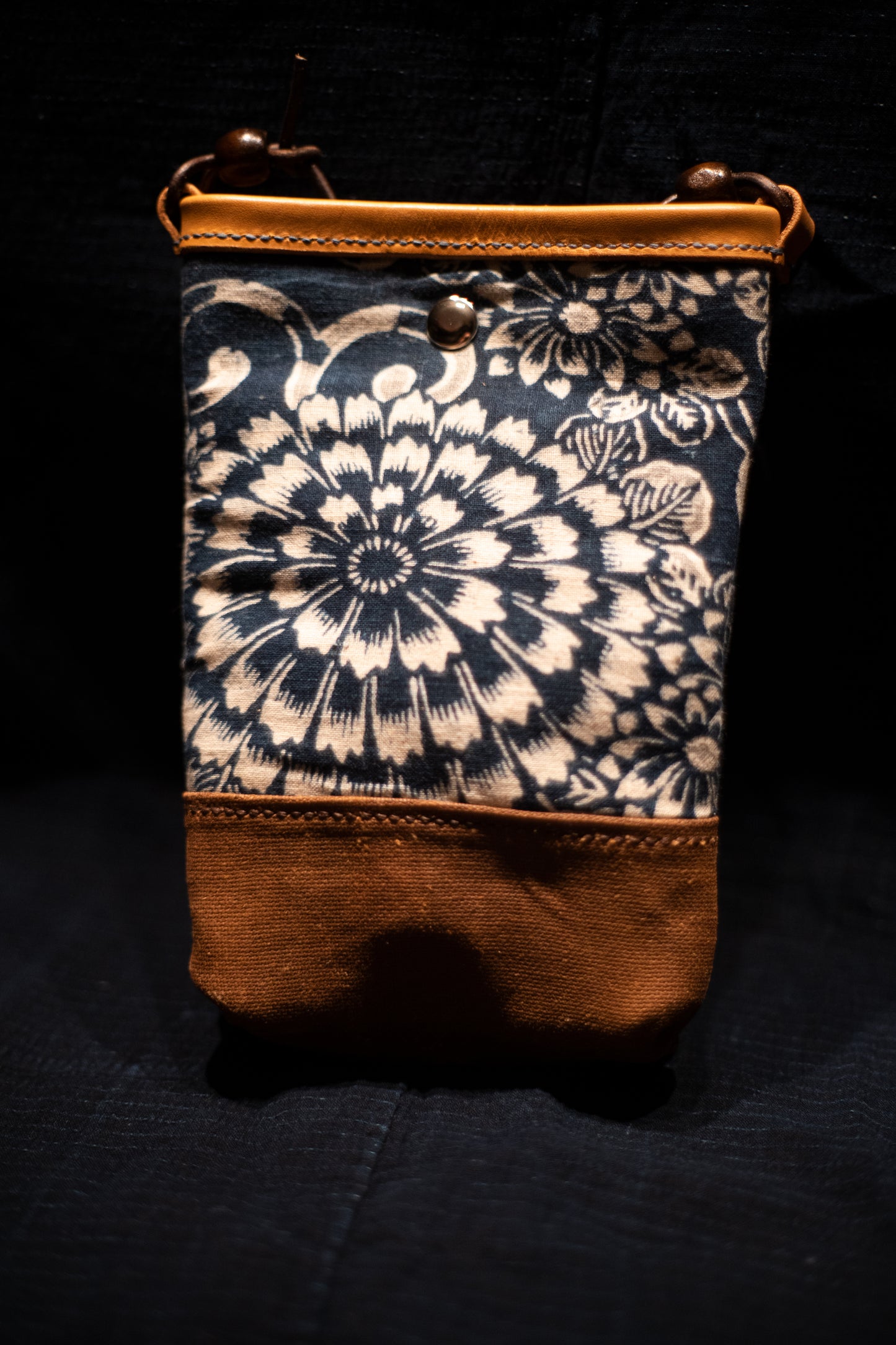 Katazome small tote bag with sliver botton