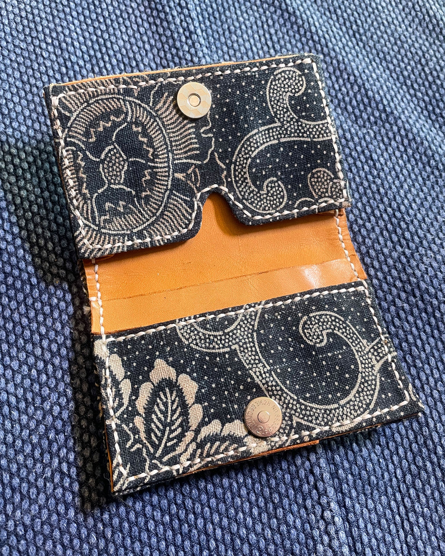 Homemade Wallet Katazome Indigo Fabric
