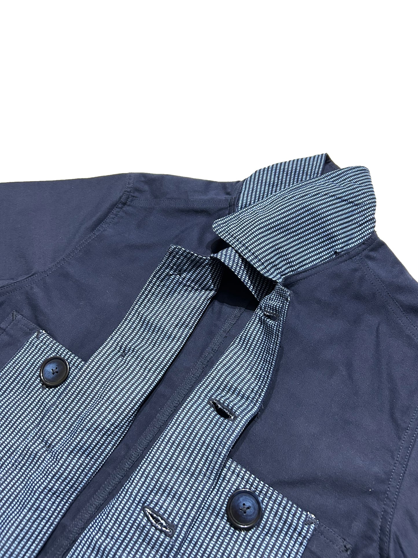 Uramasari Worker Jacket - EURO BLUE Twill Grid Yukata