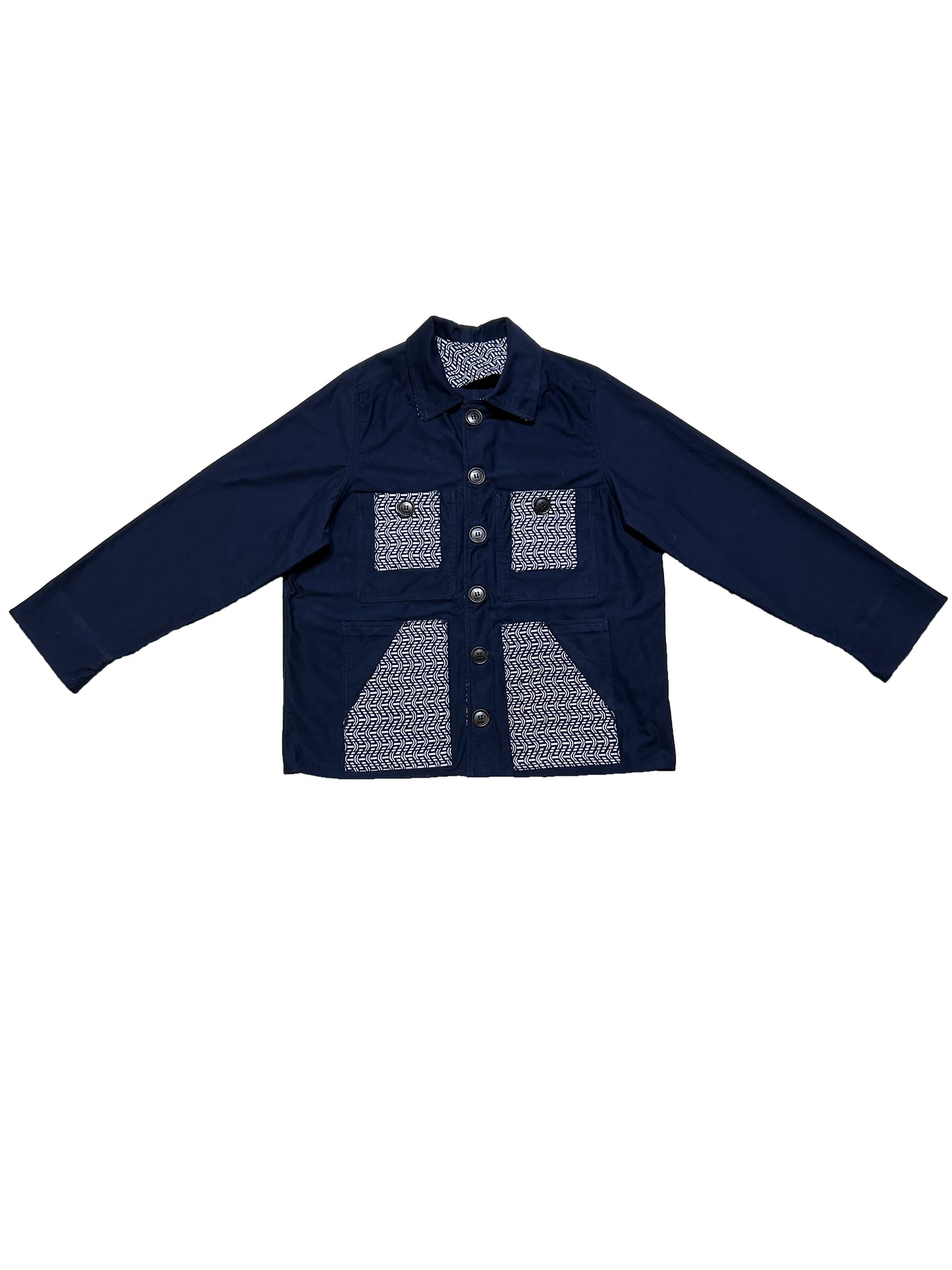 Uramasari Worker Jacket - EURO BLUE Twill Wave Yukata