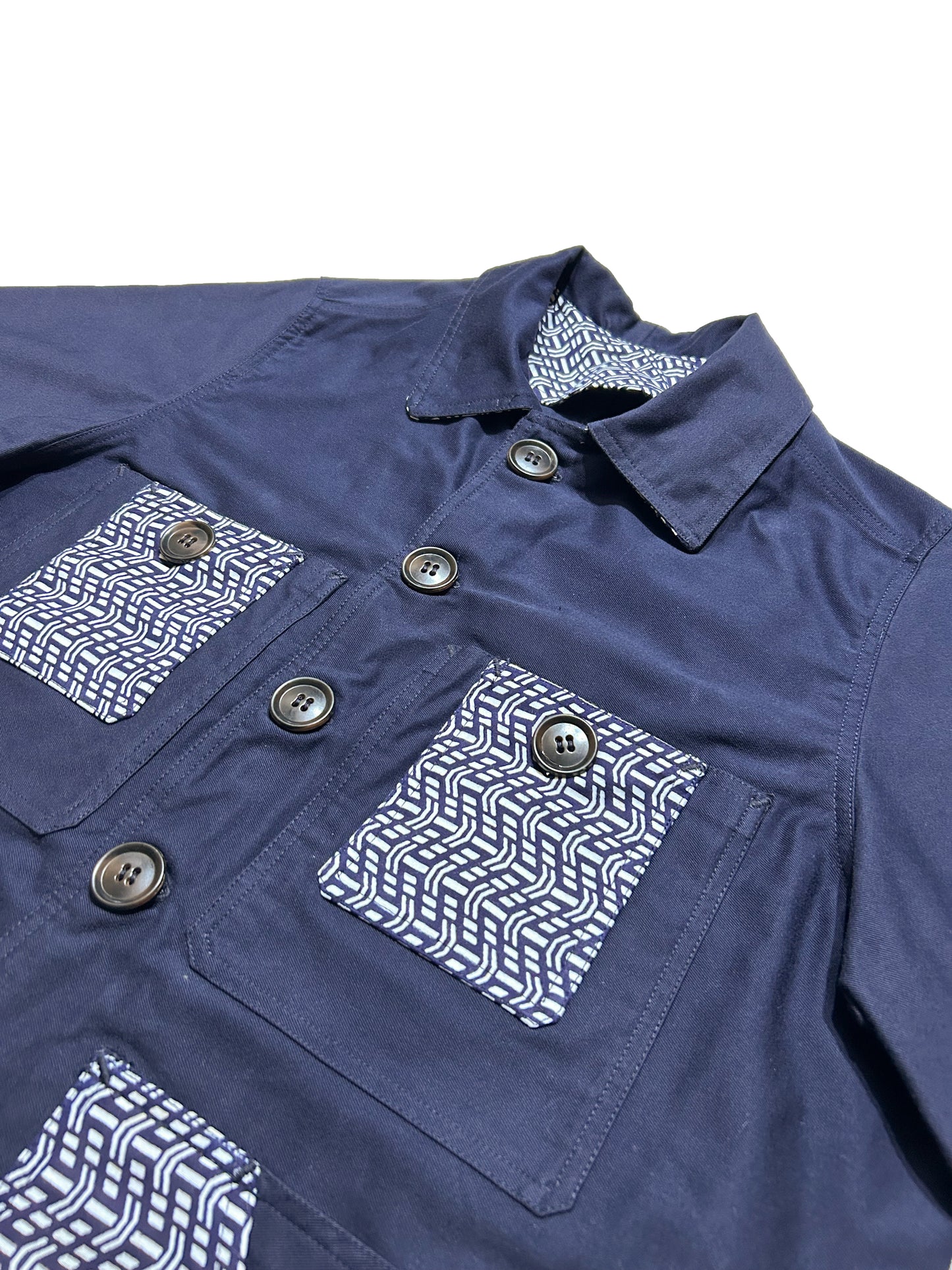 Uramasari Worker Jacket - EURO BLUE Twill Wave Yukata