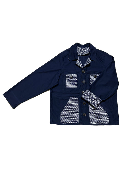 Uramasari Worker Jacket - EURO BLUE Twill Wave Yukata