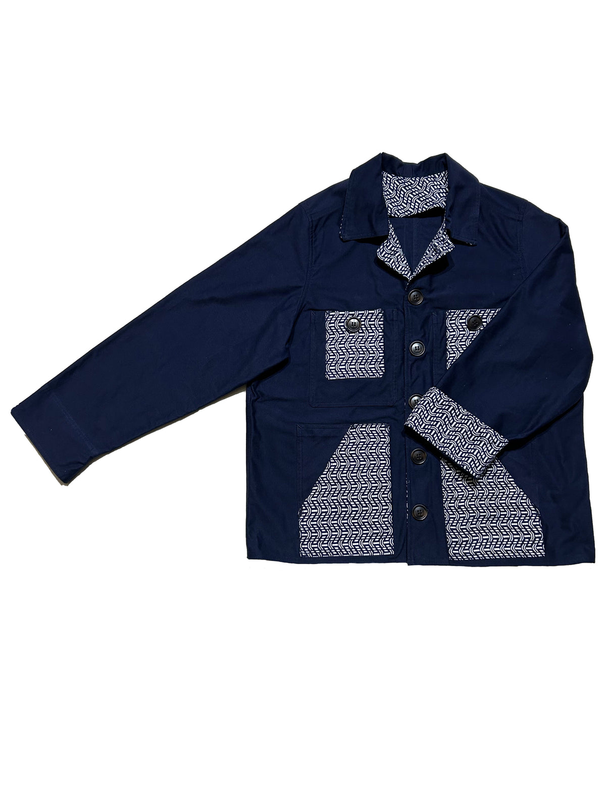 Uramasari Worker Jacket - EURO BLUE Twill Wave Yukata