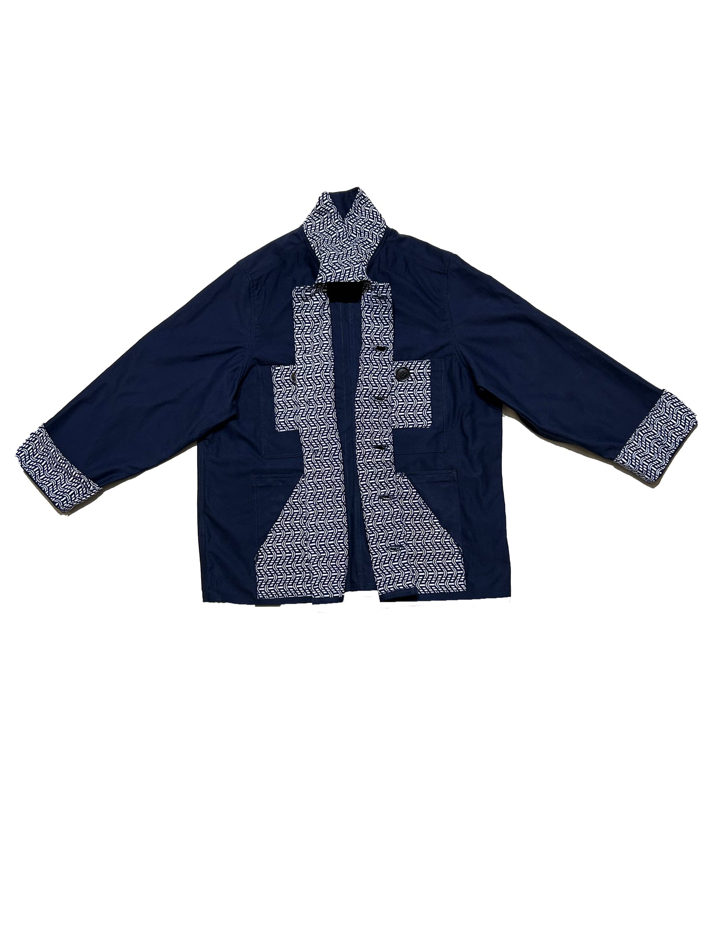 Uramasari Worker Jacket - EURO BLUE Twill Wave Yukata
