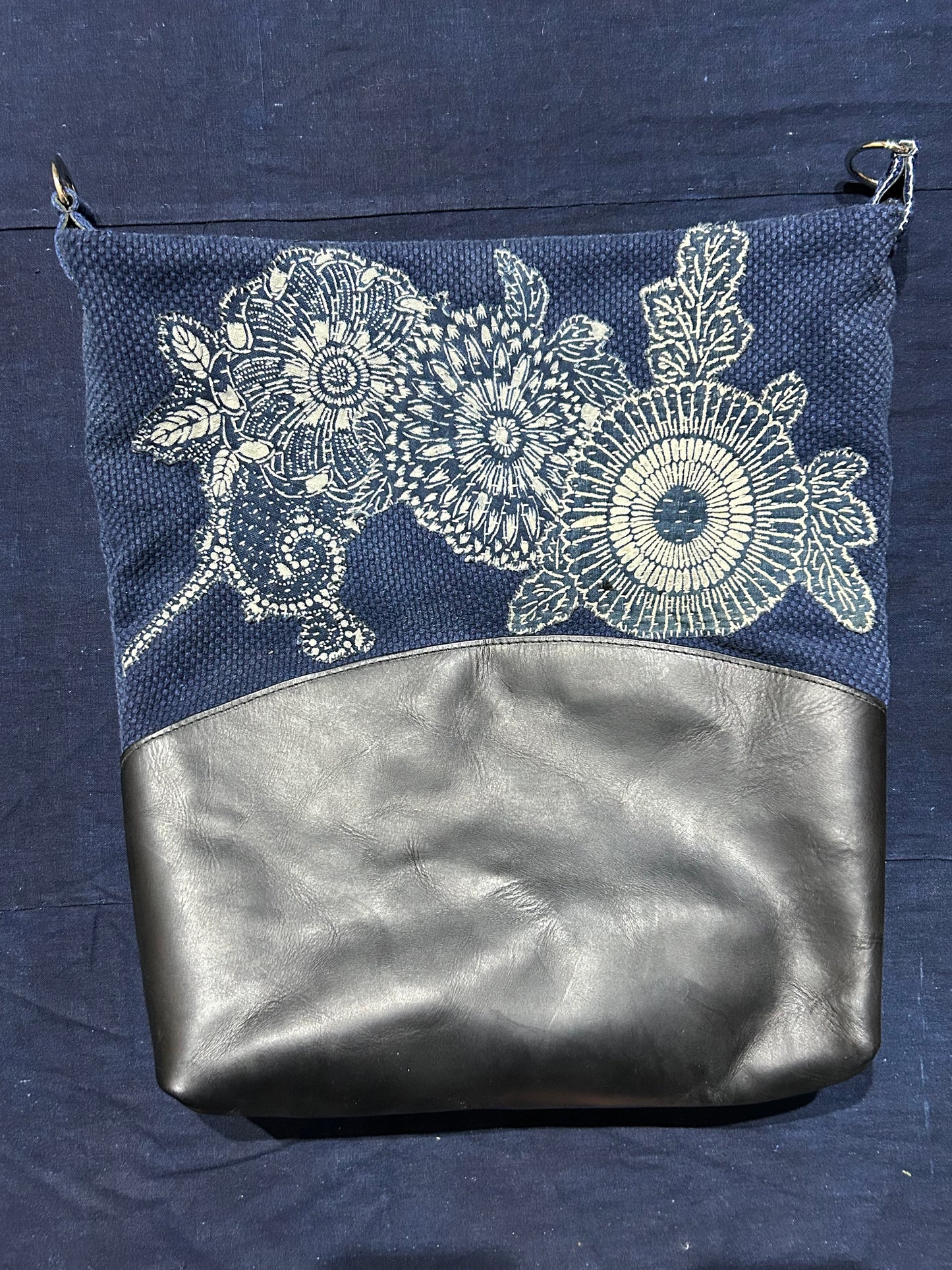 Dark Blue Indigo Kendo Kofu Sashiko Bag