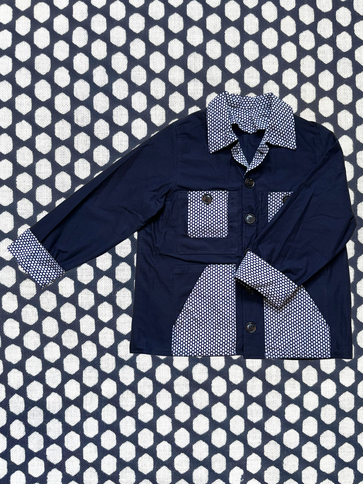 Uramasari Worker Jacket - EURO BLUE Twill Lattice Grid | COLLECT1ON 2026