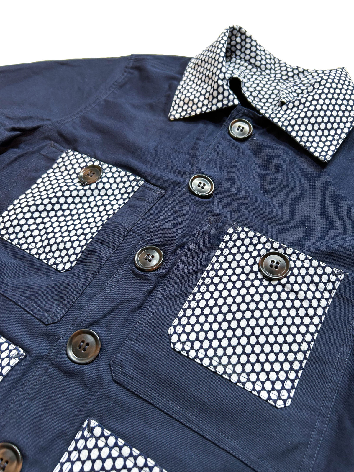 Uramasari Worker Jacket - EURO BLUE Twill Lattice Grid | COLLECT1ON 2026