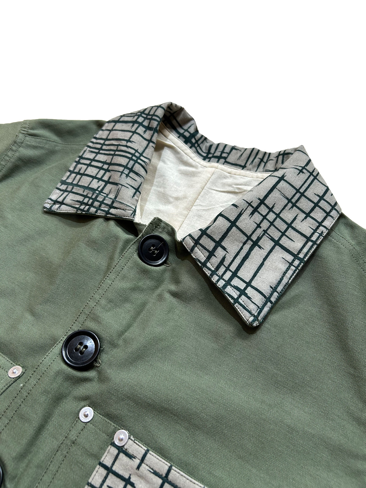 Uramasari Worker Jacket - Green Twill Brushstroke Crosshatch (Limited Edition) | COLLECT1ON 2026