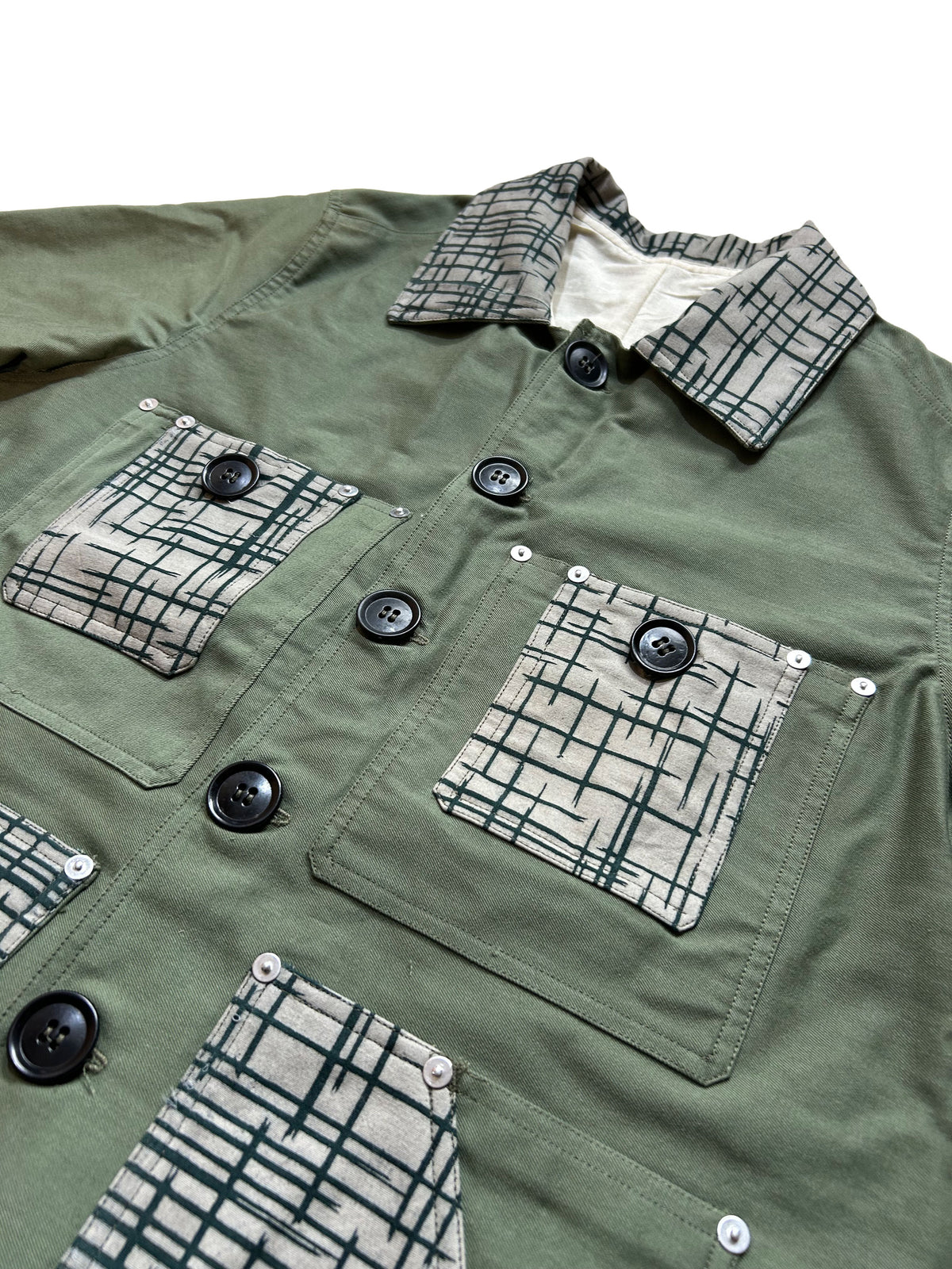 Uramasari Worker Jacket - Green Twill Brushstroke Crosshatch (Limited Edition) | COLLECT1ON 2026