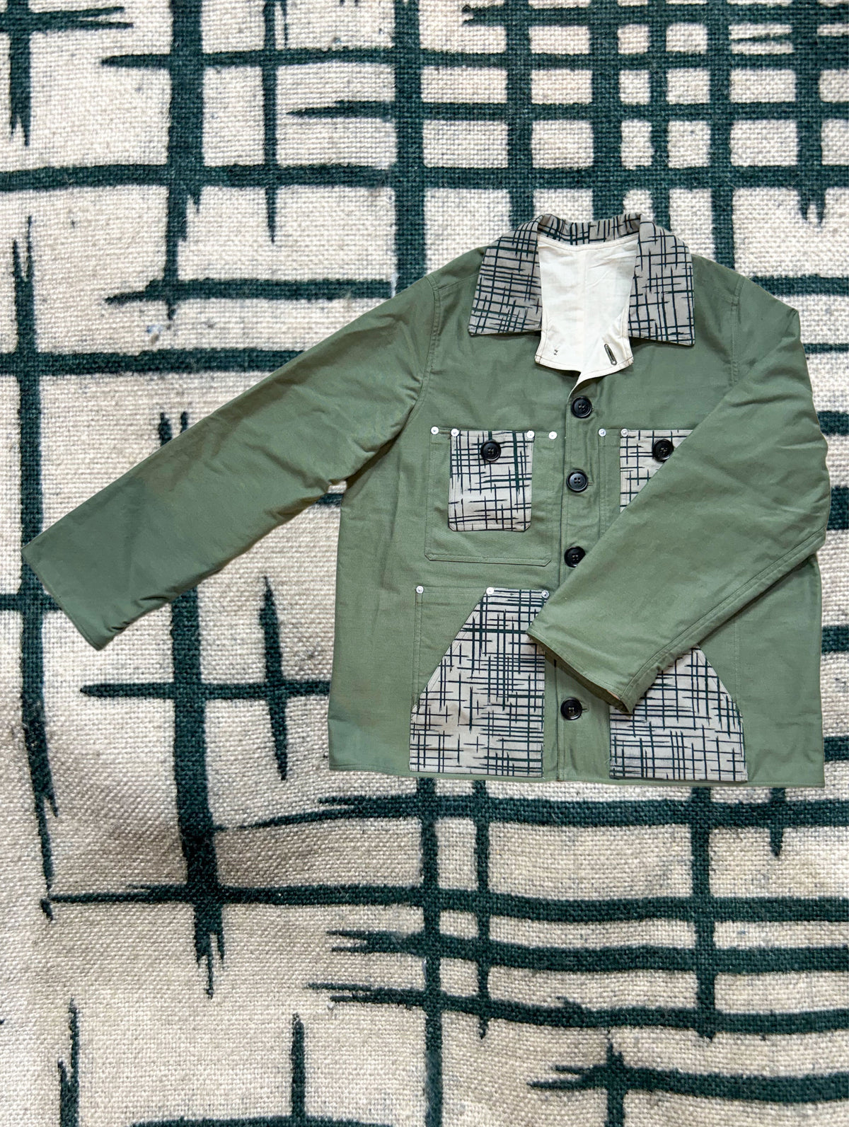 Uramasari Worker Jacket - Green Twill Brushstroke Crosshatch (Limited Edition) | COLLECT1ON 2026