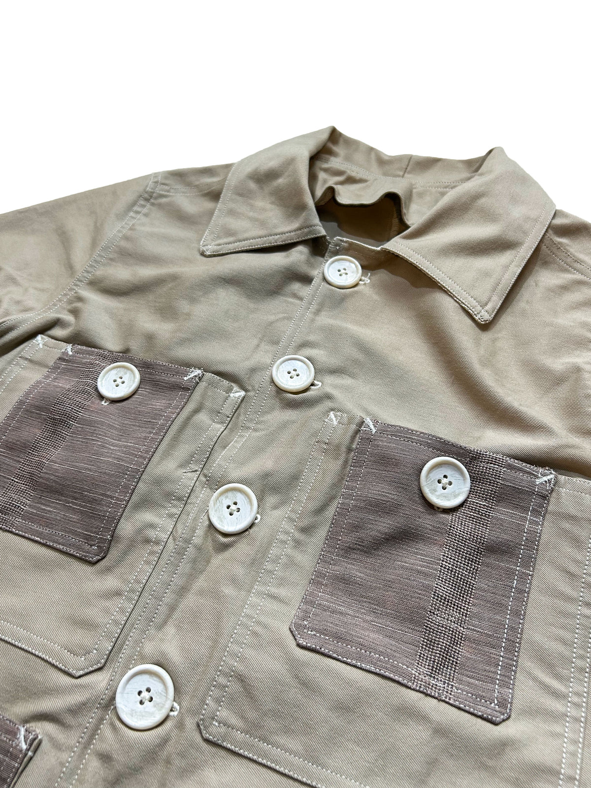 Uramasari Worker Jacket - Light Beige Twill Woven Stripe | COLLECT1ON 2026