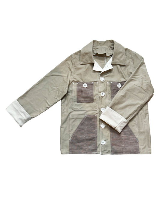 Uramasari Worker Jacket - Light Beige Twill Woven Stripe | COLLECT1ON 2026