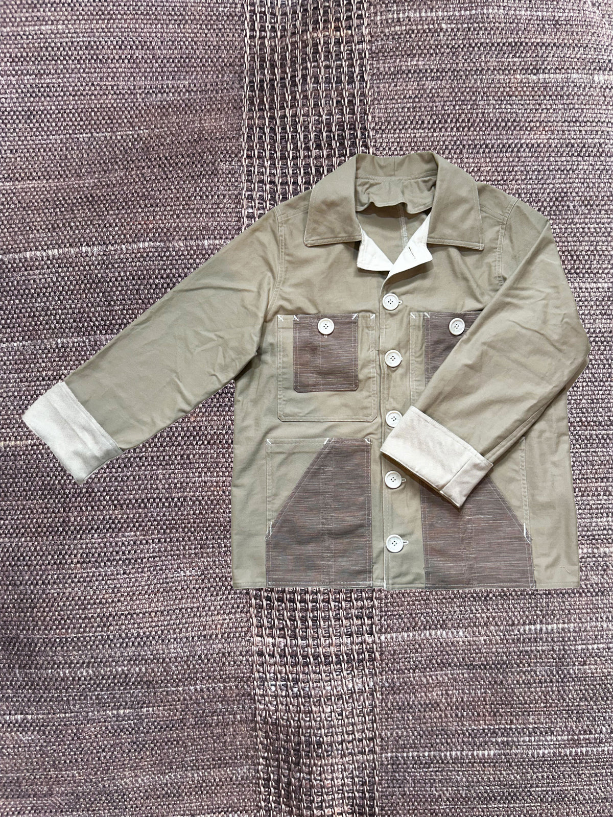 Uramasari Worker Jacket - Light Beige Twill Woven Stripe | COLLECT1ON 2026