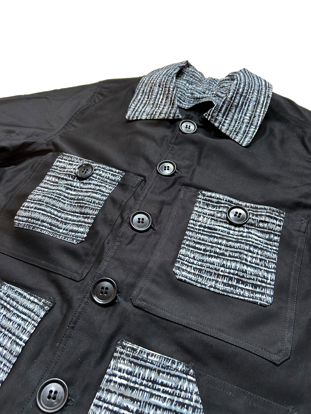 Uramasari Worker Jacket - Black Twill Rain Motif | COLLECT1ON 2026