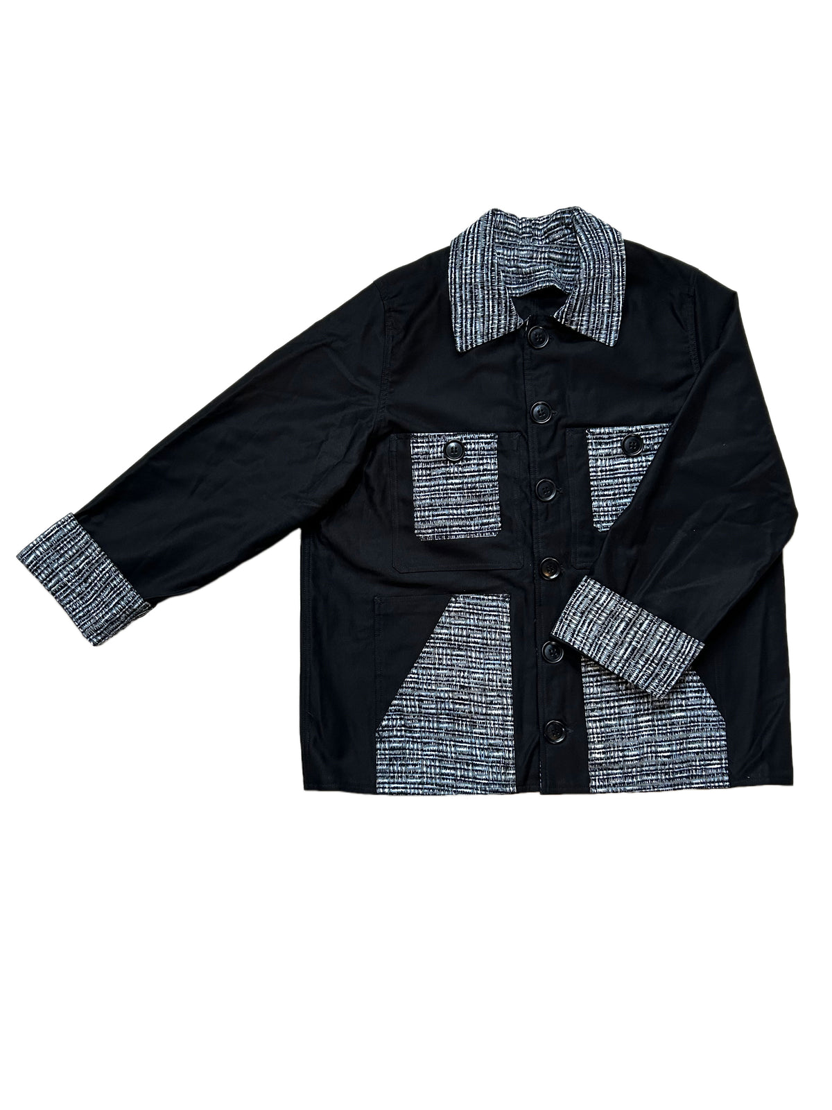 Uramasari Worker Jacket - Black Twill Rain Motif | COLLECT1ON 2026