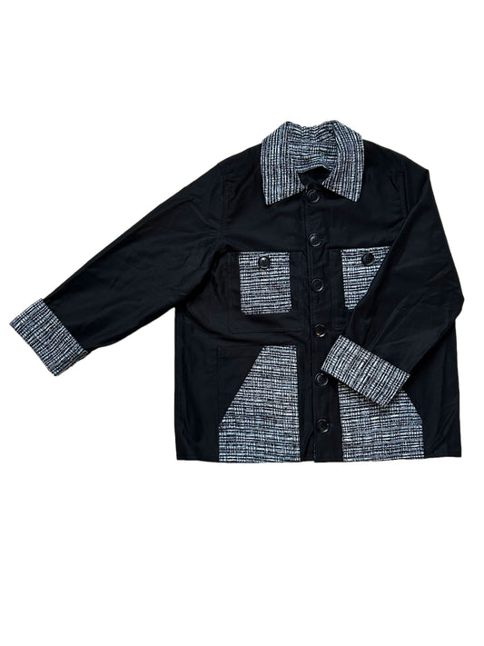 Uramasari Worker Jacket - Black Twill Rain Motif | COLLECT1ON 2026