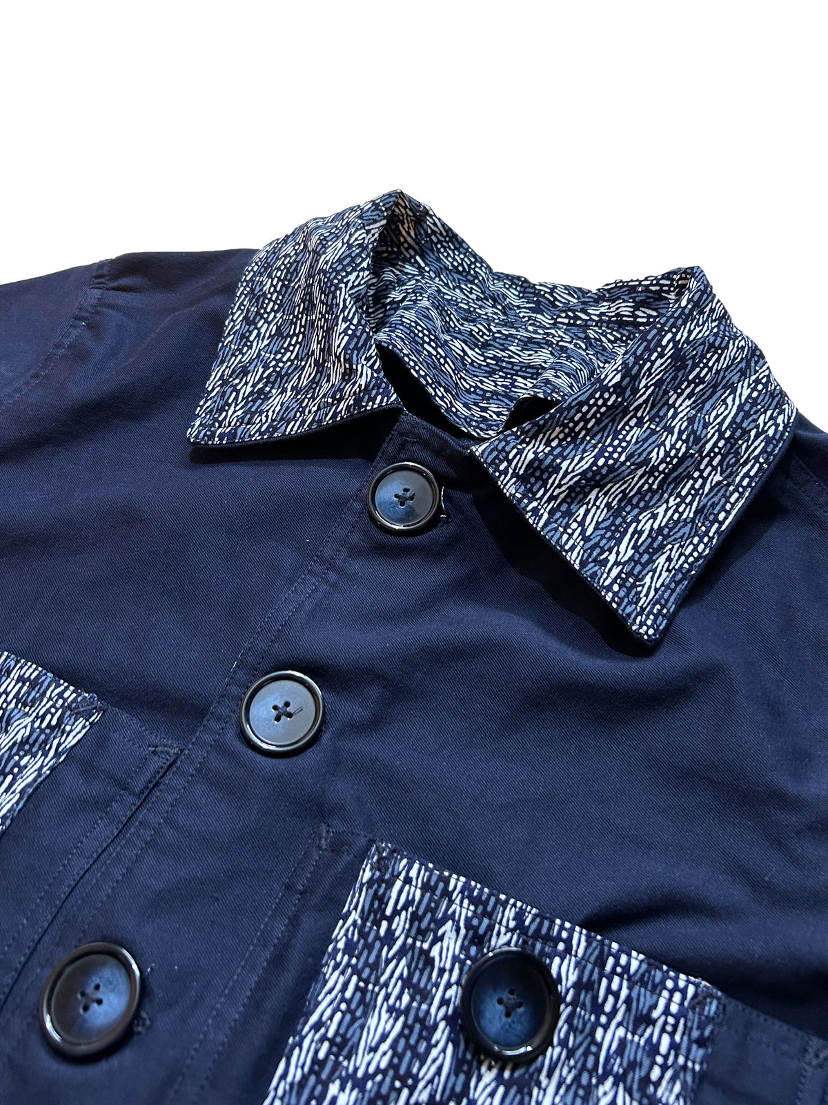Uramasari Worker Jacket - EURO BLUE Twill Ikat Chevron | COLLECT1ON 2026