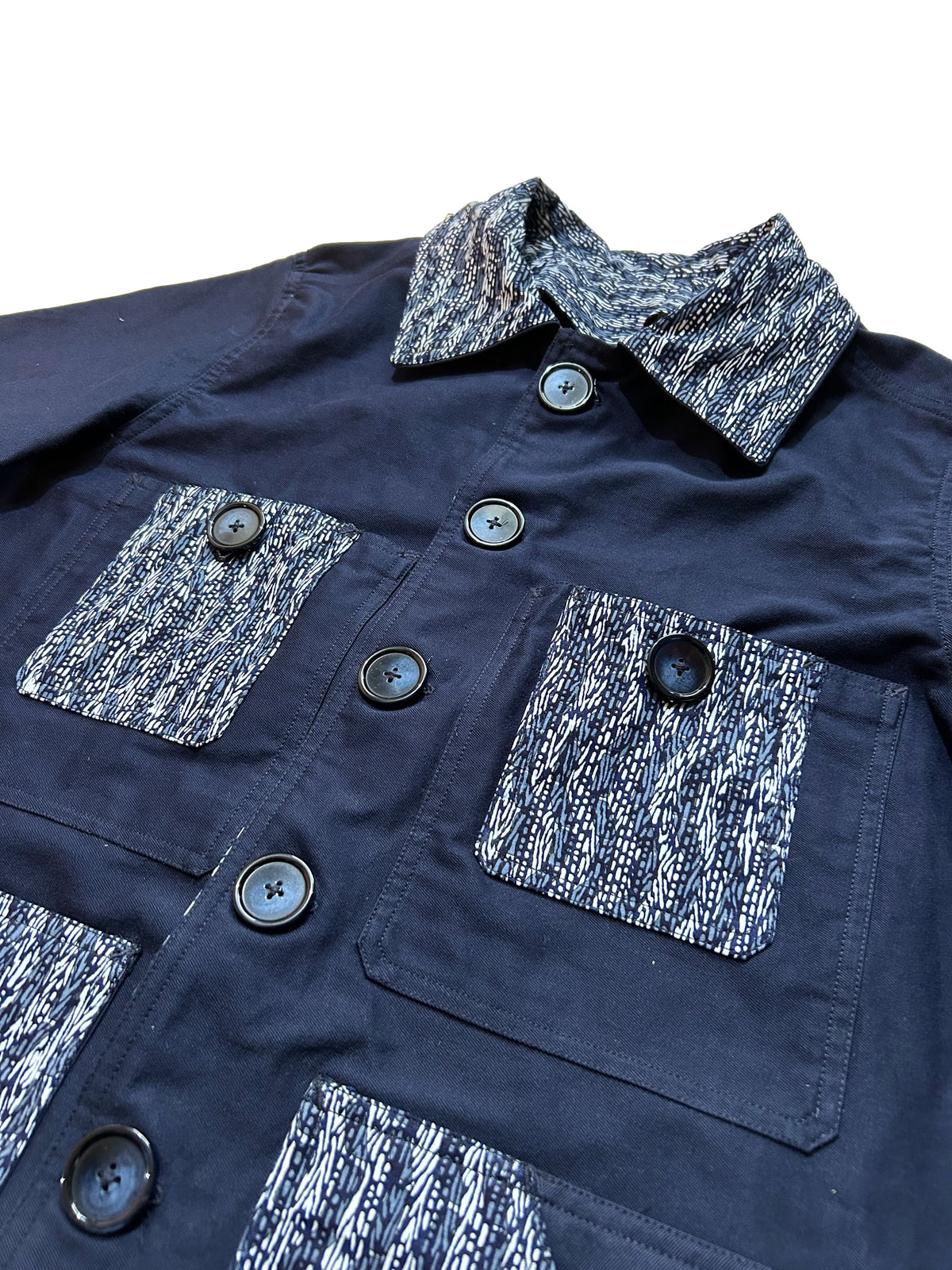 Uramasari Worker Jacket - EURO BLUE Twill Ikat Chevron | COLLECT1ON 2026