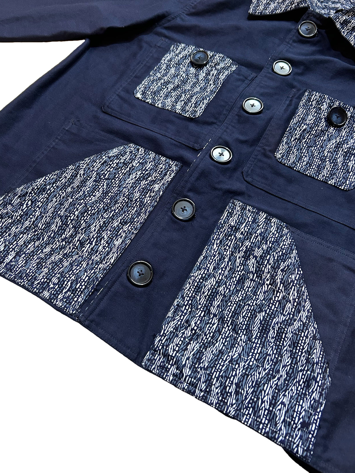 Uramasari Worker Jacket - EURO BLUE Twill Ikat Chevron | COLLECT1ON 2026