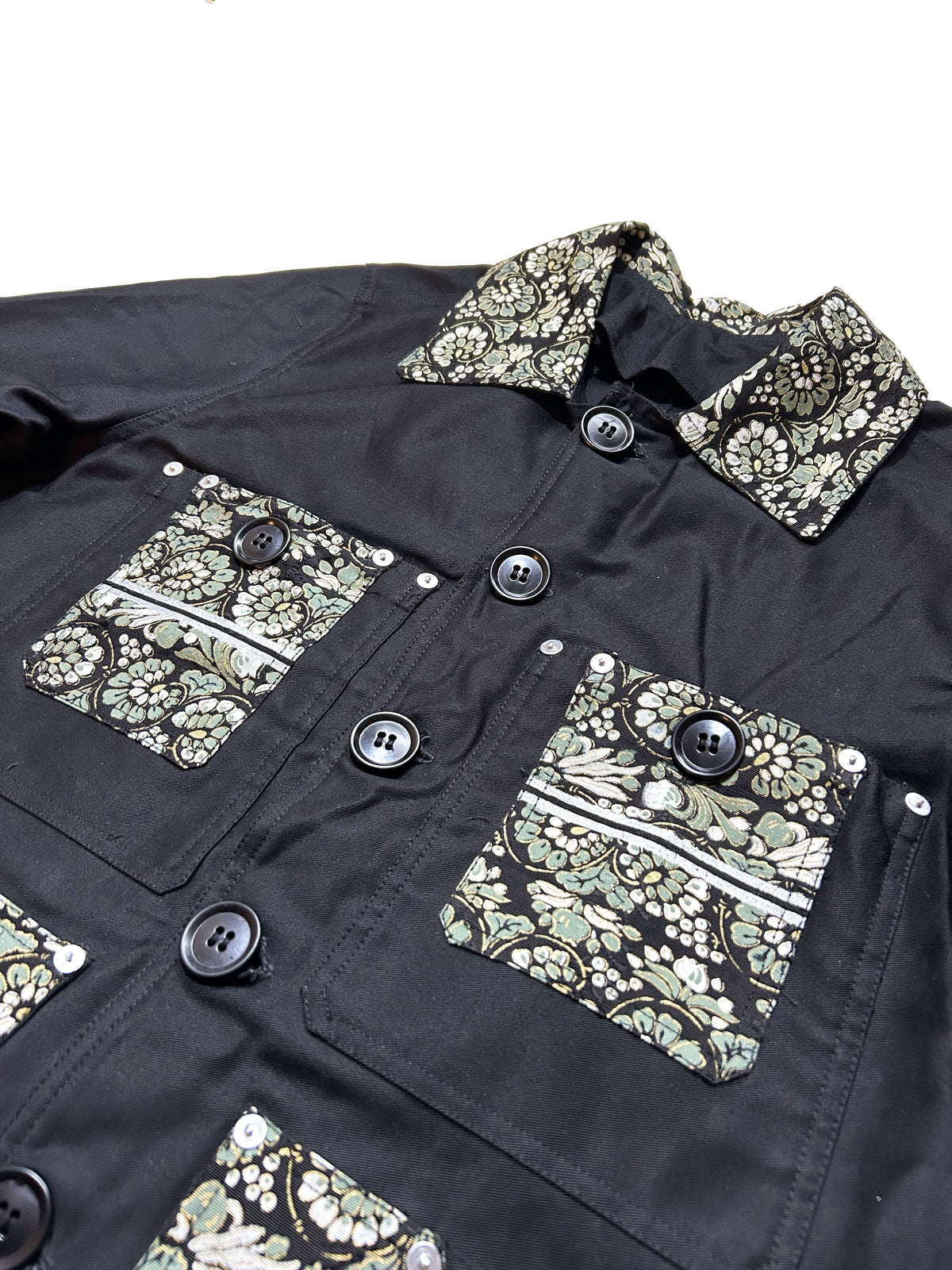 Uramasari Worker Jacket - Black Twill Floral Crest (Limited Edition) | COLLECT1ION 2026