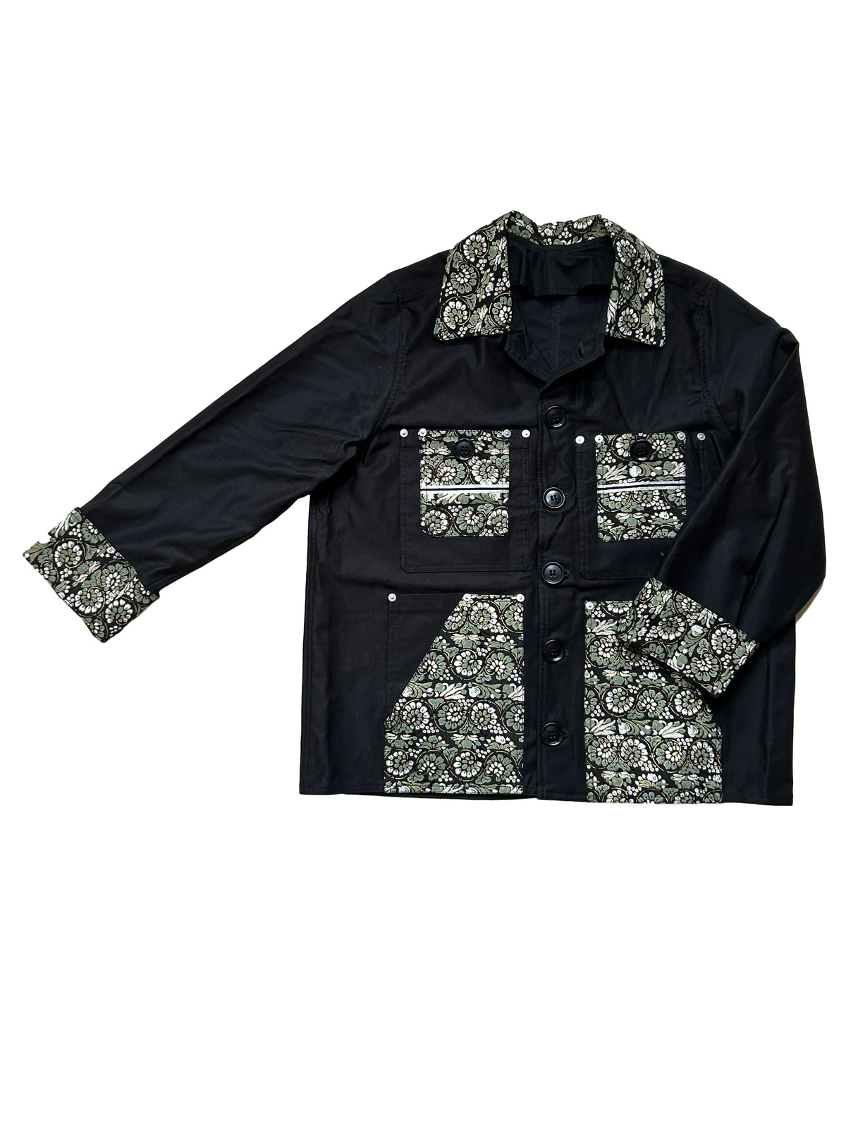 Uramasari Worker Jacket - Black Twill Floral Crest (Limited Edition) | COLLECT1ION 2026