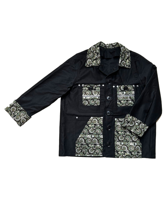 Uramasari Worker Jacket - Black Twill Floral Crest (Limited Edition) | COLLECT1ION 2026