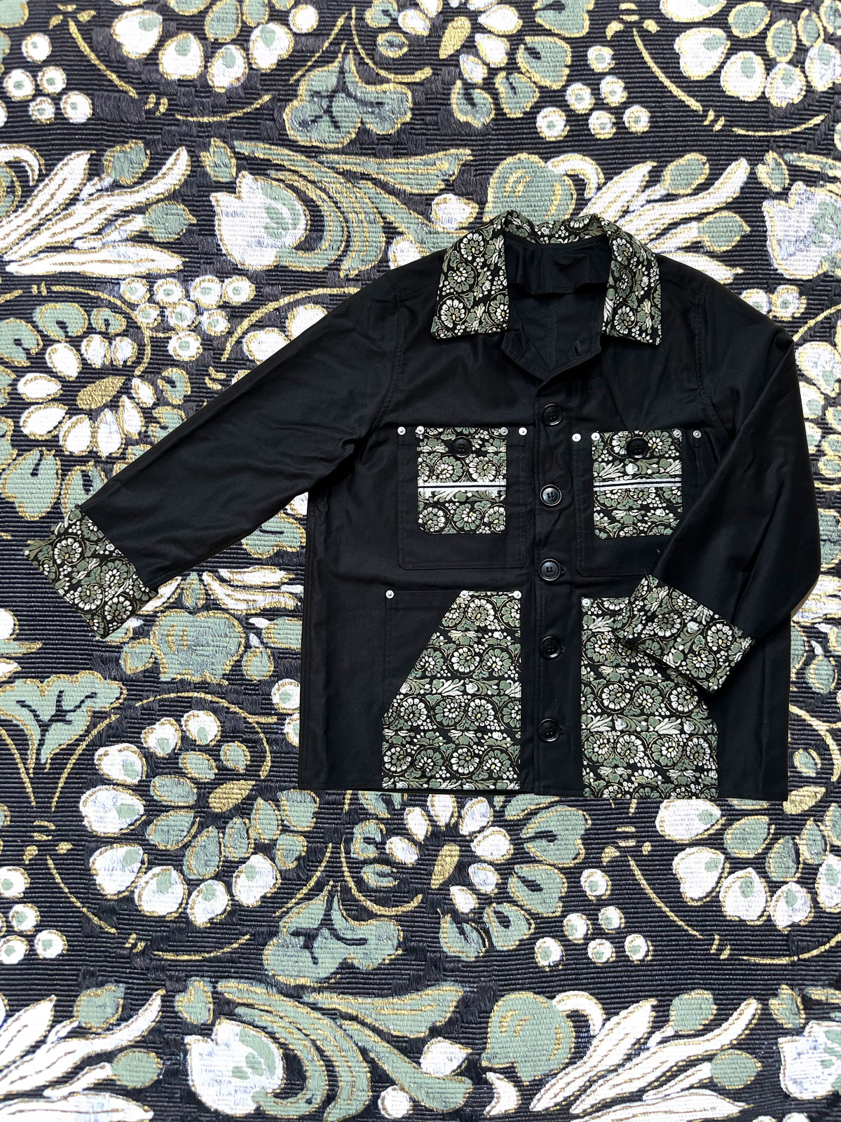 Uramasari Worker Jacket - Black Twill Floral Crest (Limited Edition) | COLLECT1ION 2026