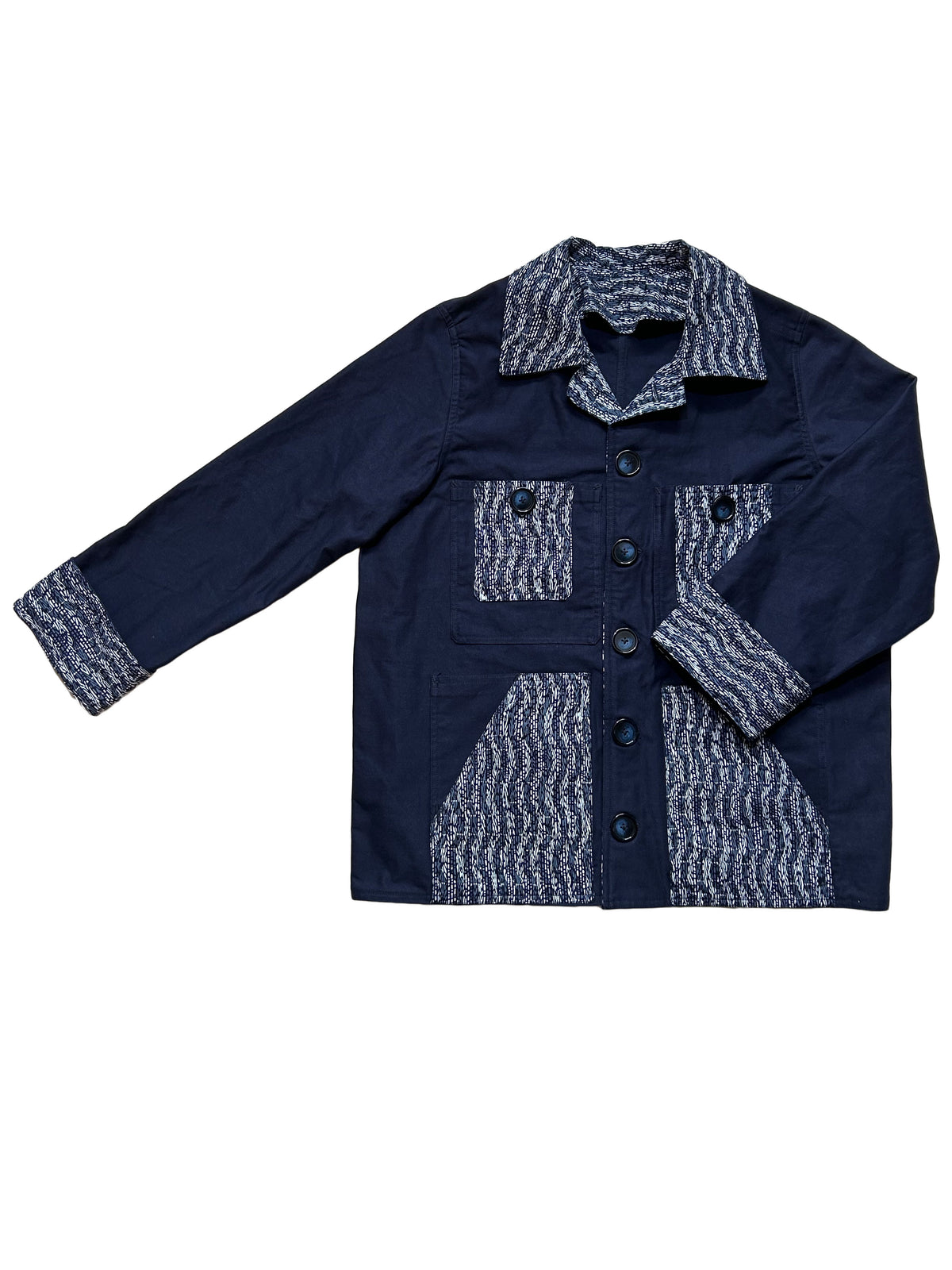 Uramasari Worker Jacket - EURO BLUE Twill Ikat Chevron | COLLECT1ON 2026
