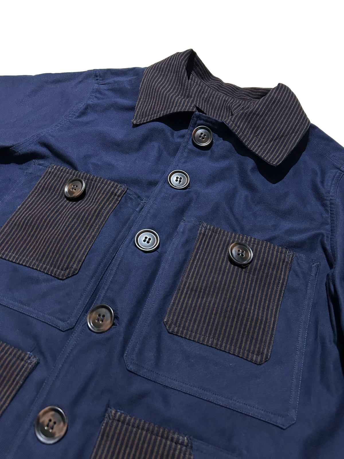 Uramasari Worker Jacket - EURO BLUE Twill Pinstripe Motif | COLLECT1ON 2026