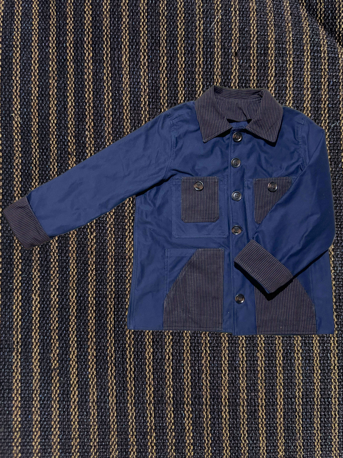 Uramasari Worker Jacket - EURO BLUE Twill Pinstripe Motif | COLLECT1ON 2026