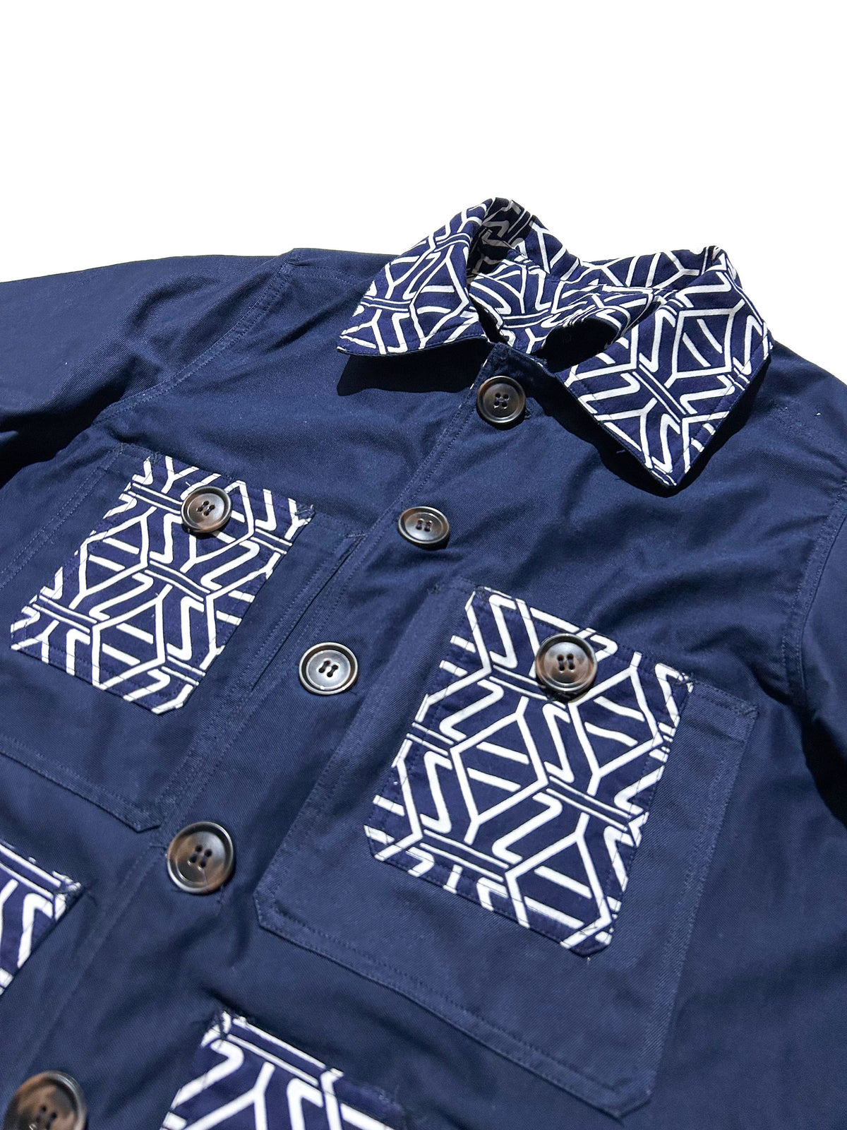 Uramasari Worker Jacket - EURO BLUE Twill Geometric Lattice | COLLECT1ON 2026
