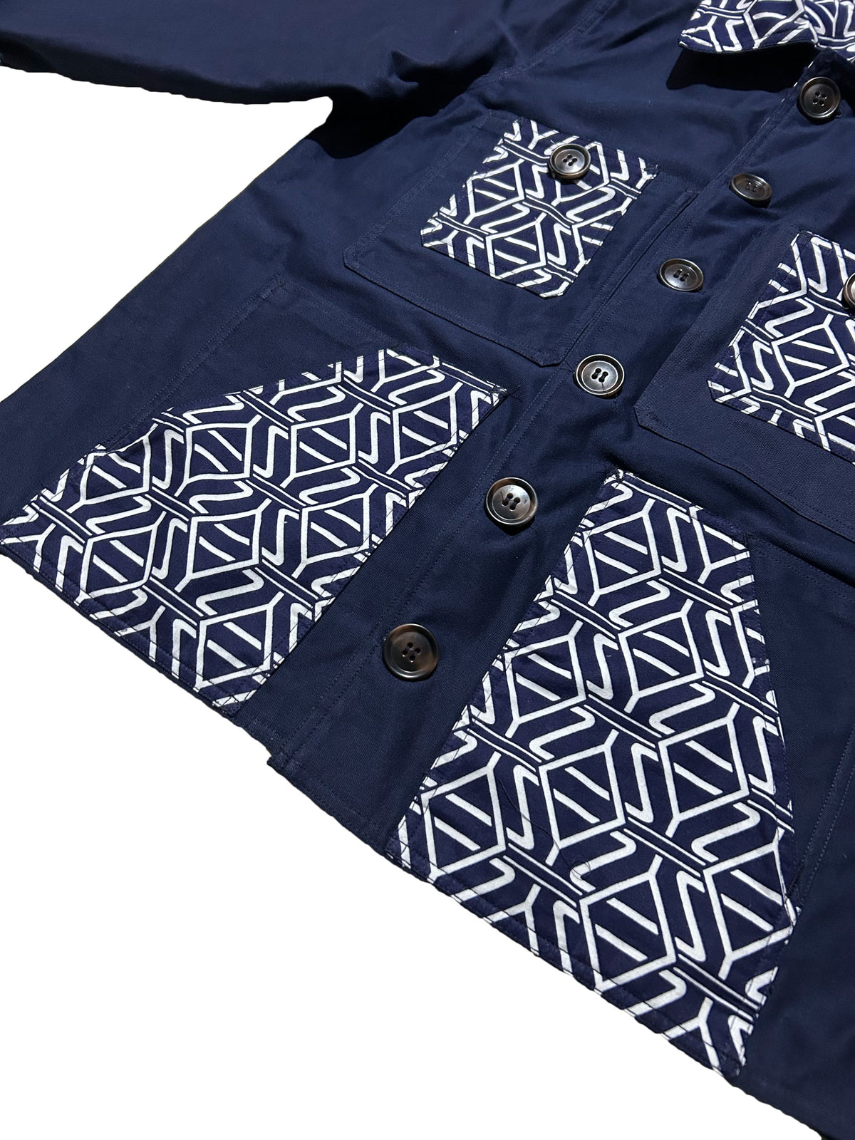 Uramasari Worker Jacket - EURO BLUE Twill Geometric Lattice | COLLECT1ON 2026