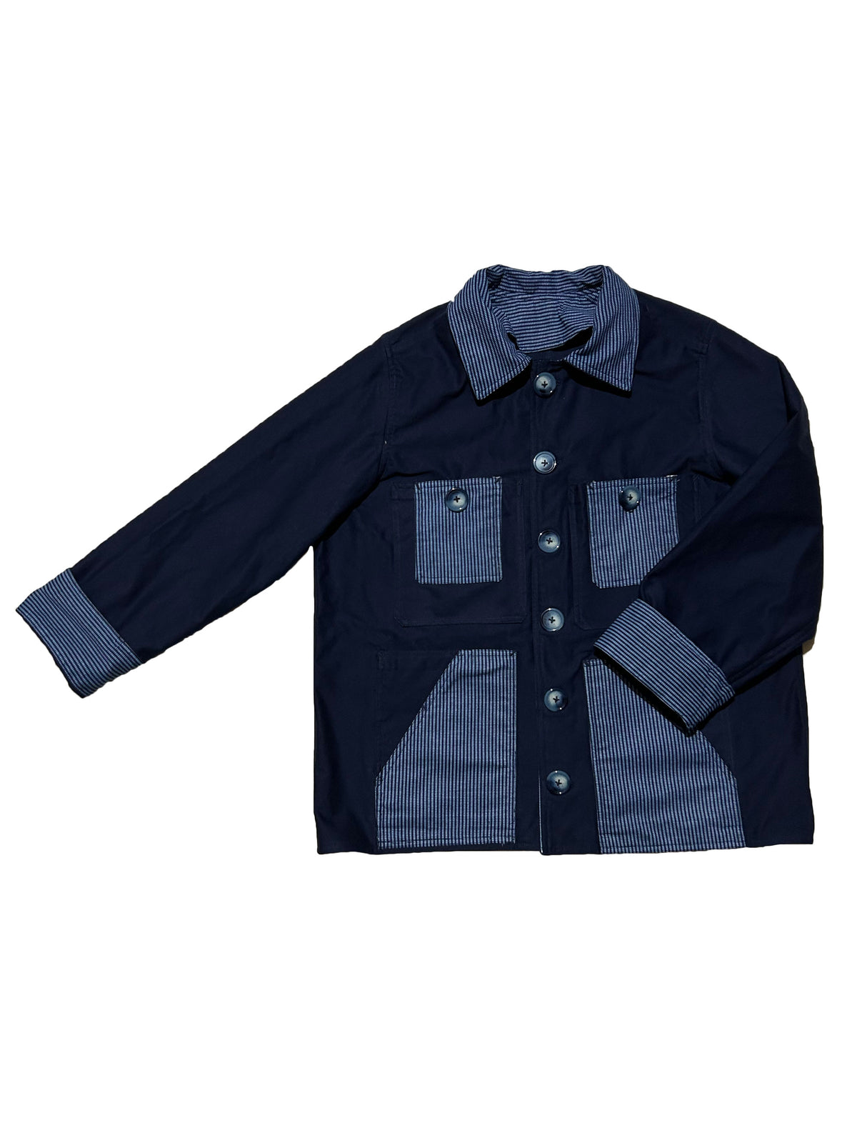 Uramasari Worker Jacket - EURO BLUE Twill Grid Yukata | COLLECT1ON 2026