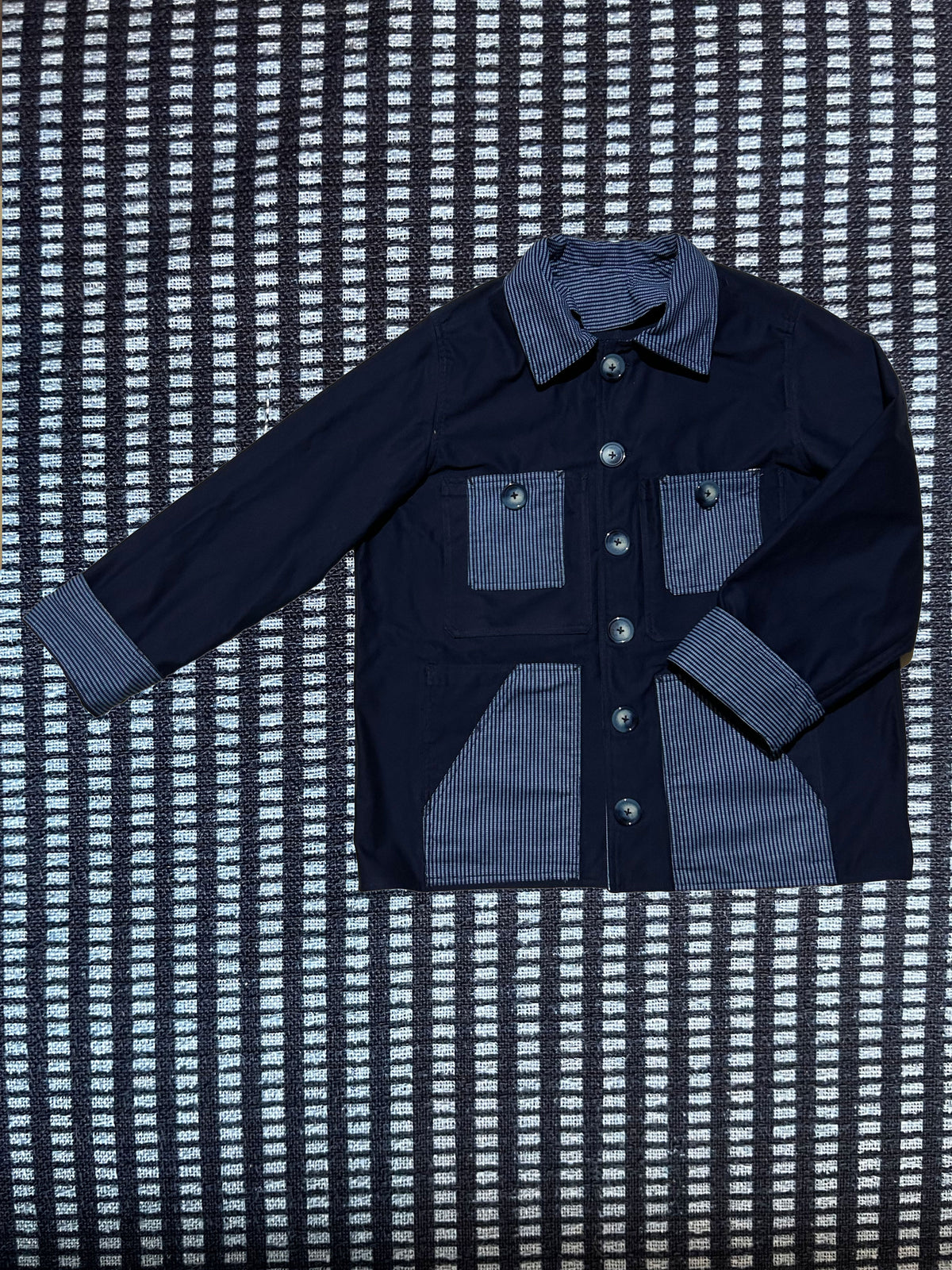 Uramasari Worker Jacket - EURO BLUE Twill Grid Yukata | COLLECT1ON 2026