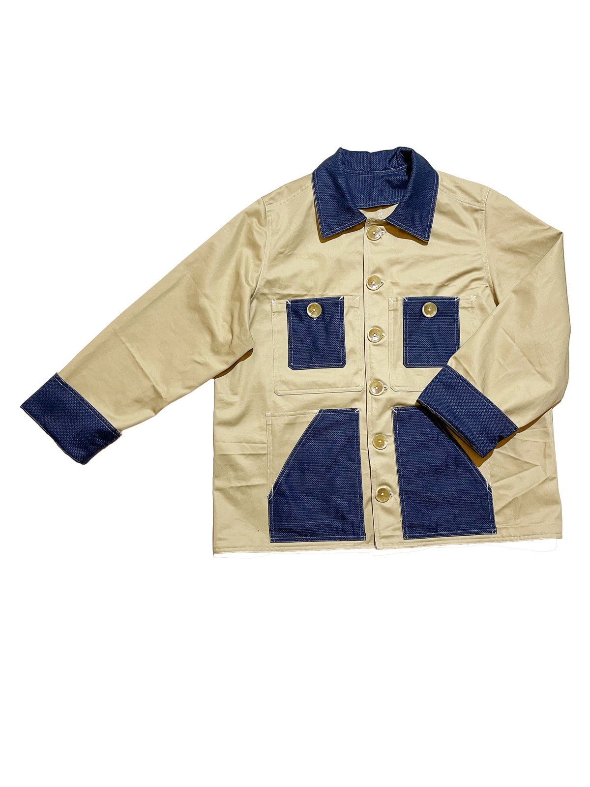 Uramasari Worker Jacket - Beige Silk kimono | COLLECT1ON 2026