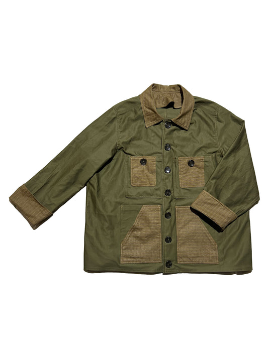 Uramasari Worker Jacket - Olive green Twill Seiran weave
